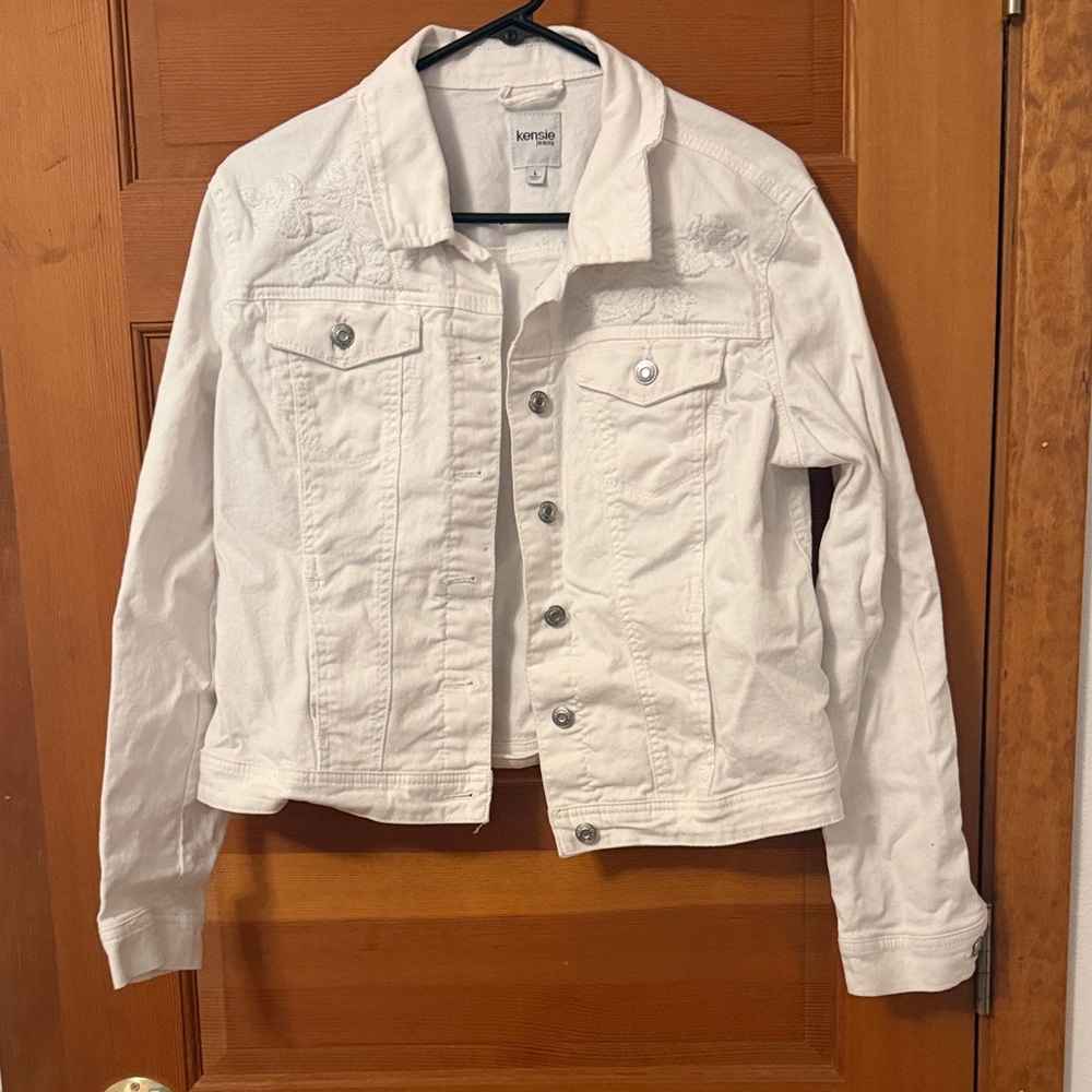 Kensie Women's White Denim Jacket